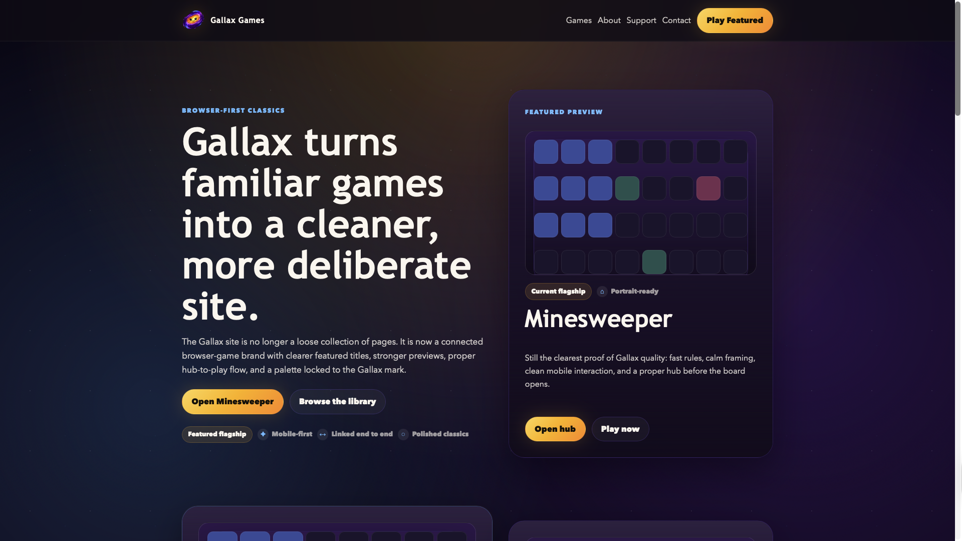 Preview of the Gallax Games site